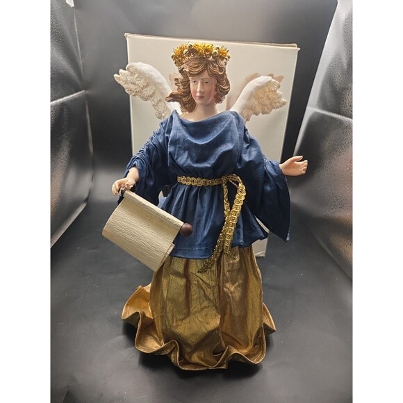 Kurt S Adler Fabric Mache Florentine Angel Tree Topper Blue...